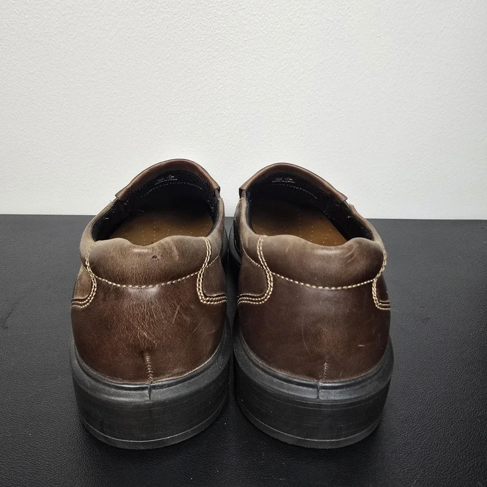 ECCO Shoes Mens Size 41 8 Brown Leather Helsinki Bike Toe Slip‎ On Loafer Dress